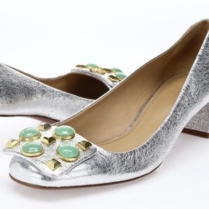 Tory Burch Vail Metallic Block Heel